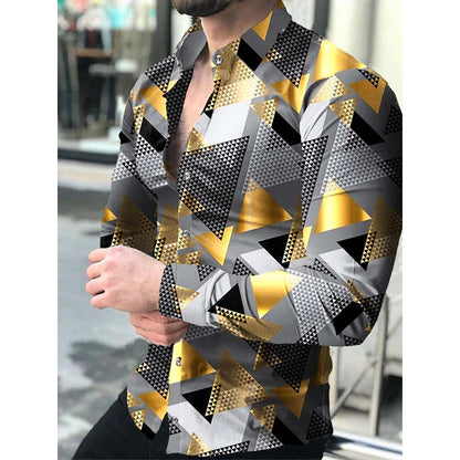 Fashion Luxury Social Men Long Sleeve Shirts Turn-down Collar Buttoned Shirt 2025 Mens Party Clothing Casual Flower Print Tops