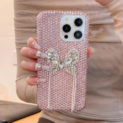 Luxury Diamond Glitter Bowknot Case for iPhone 15 Pro Max 3D Bling Rhinestones Shiny Phone Cover for iPhone 16 14 Plus 11 12 Pro