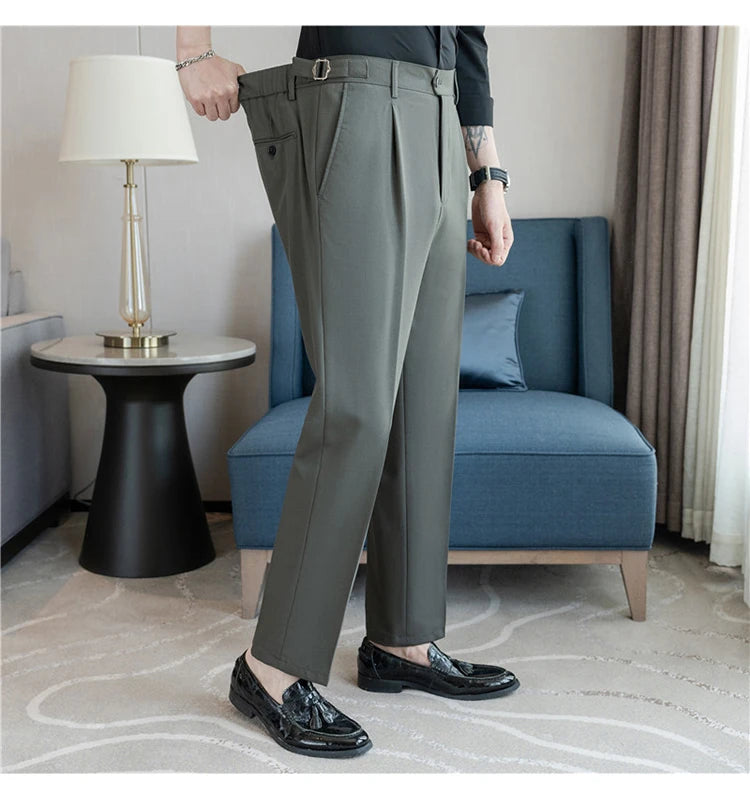 Men Dress Pants Trousers 2024 Autumn New British Style Straight Slim Fit formal Suit Pants Solid Casual Fashion Men Clothin