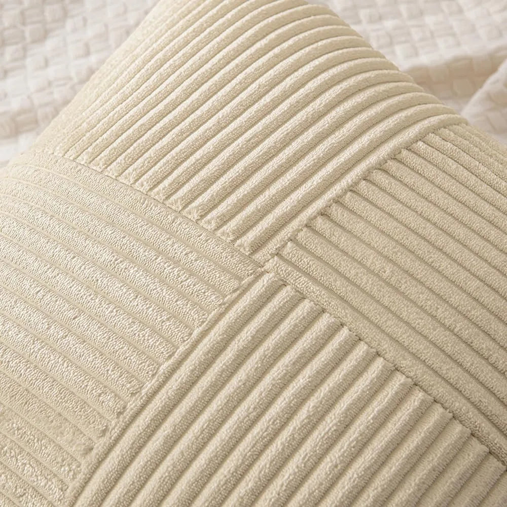 Spliced Throw Pillow Cover Corduroy Cushion Cover Beige Solid Pillowcase Home Decor for Sofa Living Room Bed Lumbar Pillow Cover