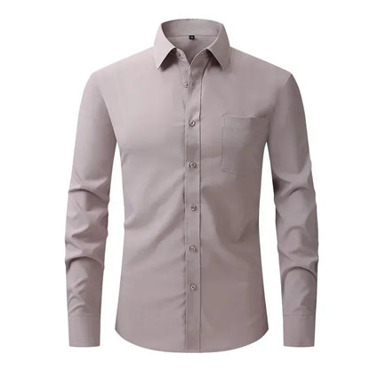 US Size Elastic Shirt New Men's Business and Leisure Long Sleeved Shirt Slim Fit Professional Dress Best-selling Seasonal Style