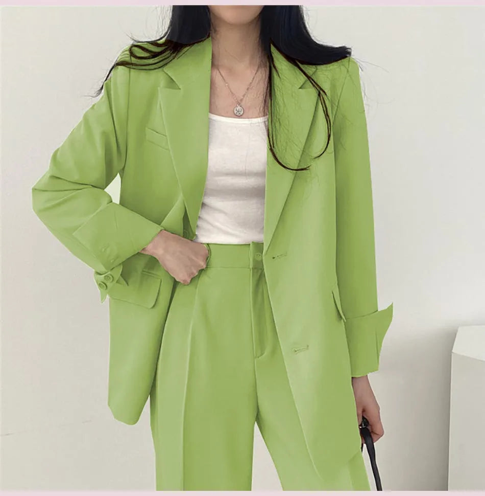 Fashion 2024 Spring and Autumn Small Suit Retro jacket slim 2-piece Set For Women Korean Style Casual Top and Pants Suit