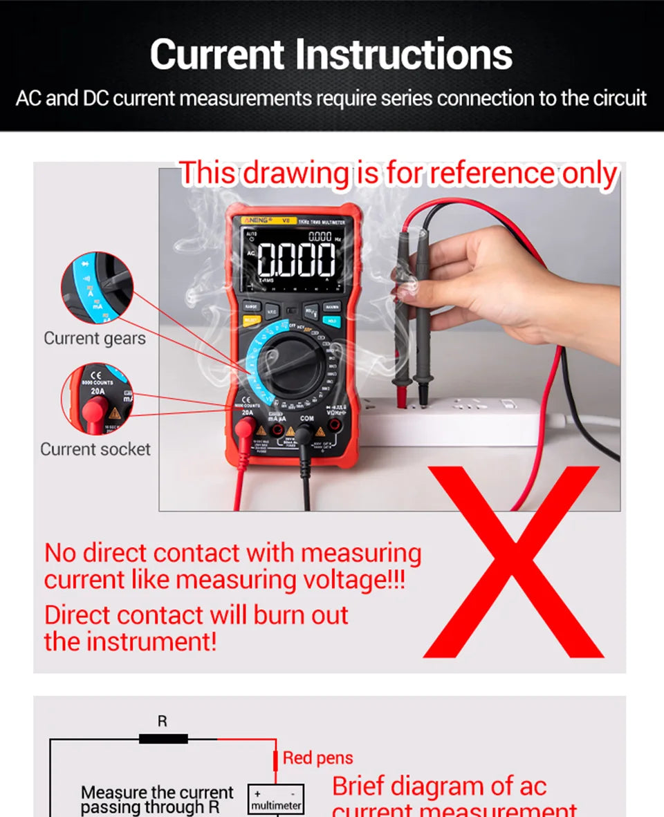 ANENG SZ02 Smart Digital Multimeter 6000 Counts True RMS Auto Electrical Capacitance Meter Temp Resistance Transistor Testers