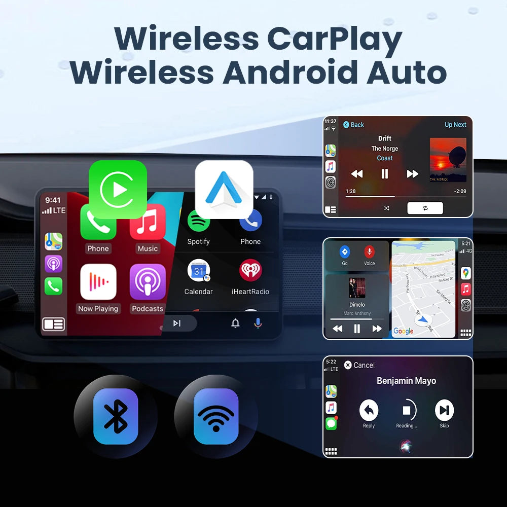 PLAYAIBOX sans fil 2 en 1 CarPlay Android Auto sans fil Supermini Box adaptateur Plug And Play Dongle Bluetooth WiFi connexion rapide