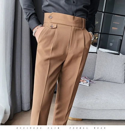 Men's Nine-Point Two-Piece Suit Pants Loose Fit Business Casual Straight Leg Lightweight Trousers Anti-Wrinkle Smooths Your Silh