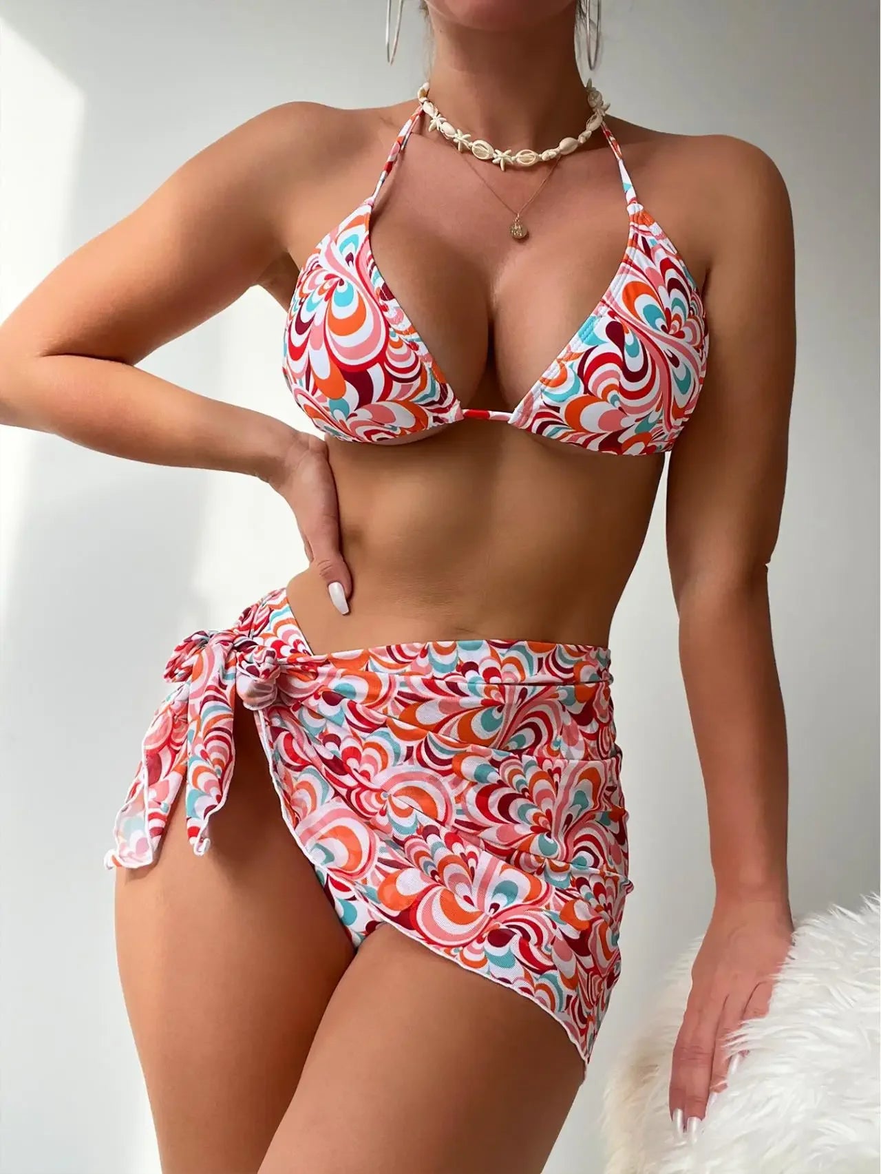 Sexy Print Bikini 2025 Women High Waist Swimsuit Cover Up Swimwear Female Lady Bathing Suit Swimming Summer Beachwear