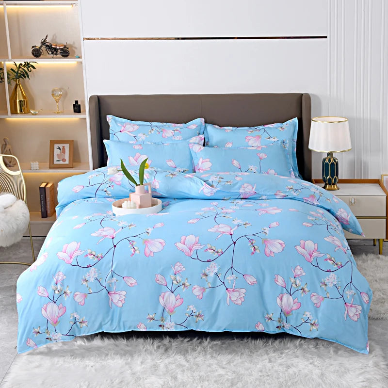 Solstice Bedding Set Duvet Cover Pillowcase Bed Linens Set Triangular Rhombus Printing Quilt Cover Bed Flat Sheet Queen Size