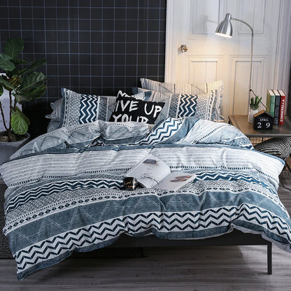 3PCS Geometric Duvet Cover Set Modern Classic Stripe Bedding Set Queen King Size Soft Comforter Cover with Double Sided Pattern