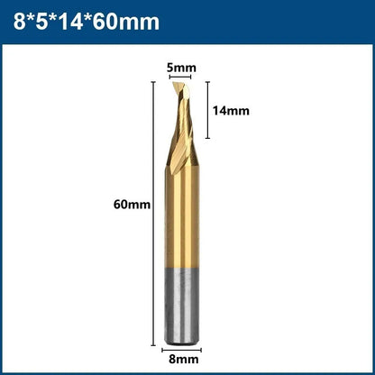 XCAN  Aluminum Spiral End Mill 8mm Shank HSS Milling Cutter Single Flute CNC Router Bit TiN Coated End Mill for Wood Cutting