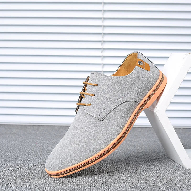 2023 Spring Suede Leather Men Shoes Oxford Casual Shoes Classic Sneakers Comfortable Footwear Dress Shoes Large Size Flats