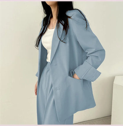 Fashion 2024 Spring and Autumn Small Suit Retro jacket slim 2-piece Set For Women Korean Style Casual Top and Pants Suit