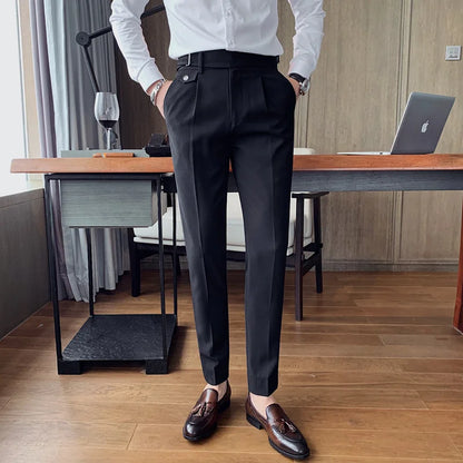 2024 Autumn Spring High Quality Men's Slim Fit Suit Pants Business Casual Trend Korean Fashion Straight Leg Pants 29-36