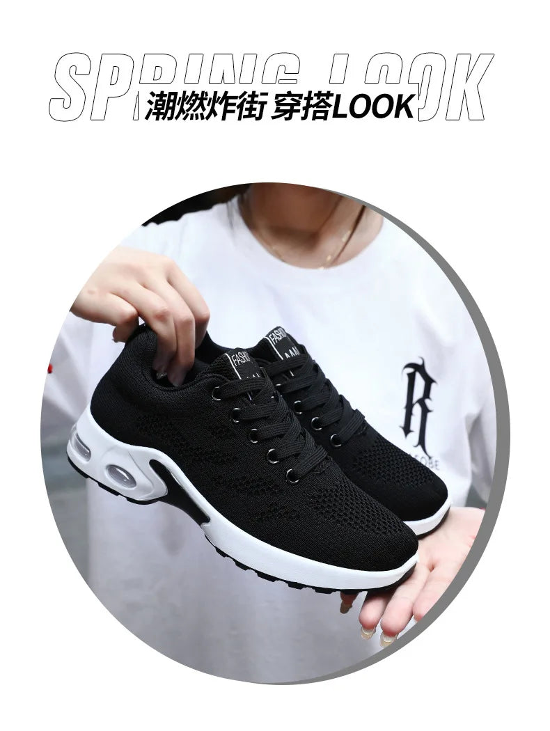 2025 New Style Women's Shoes Korean Style Casual Air Cushion Breathable Soft Bottom Sports Shoes for Women