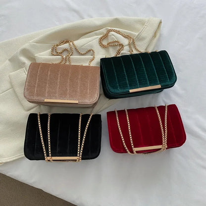 Luxury Red Velvet Crossbody Bags For Women Designer Small Shoulder Handbags Chain Messenger Bag Lady Mini Purses Hand Bag