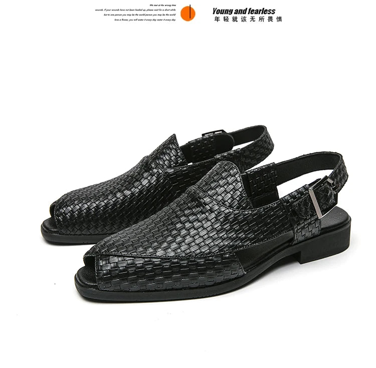 Men Braided Design Slingback Dress Shoes Fashion Outdoor Dress Shoes