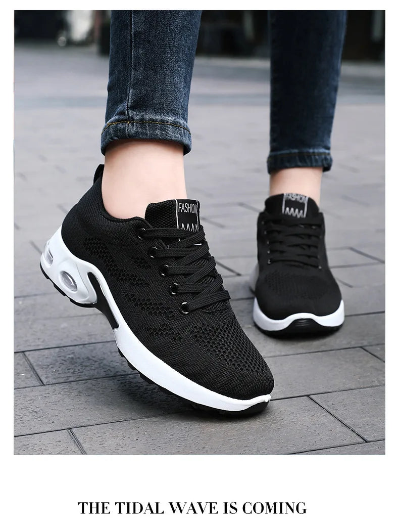 2025 New Style Women's Shoes Korean Style Casual Air Cushion Breathable Soft Bottom Sports Shoes for Women