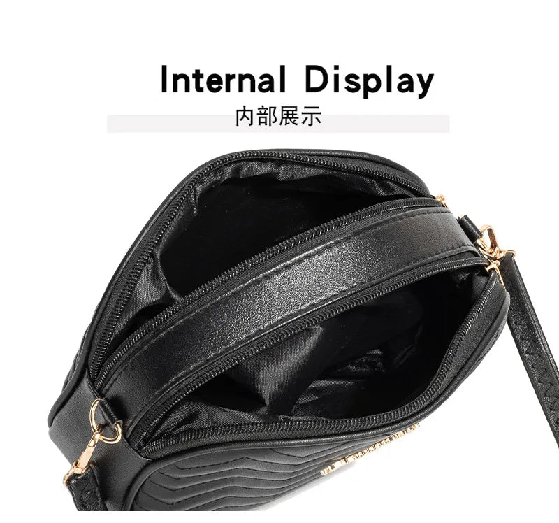 2024 Fashiion Women Cross Body Bag Luxury Brand Designer 2-Layer Zipper Bags PU Leather Female Shoulder Bag Purses And Handbag