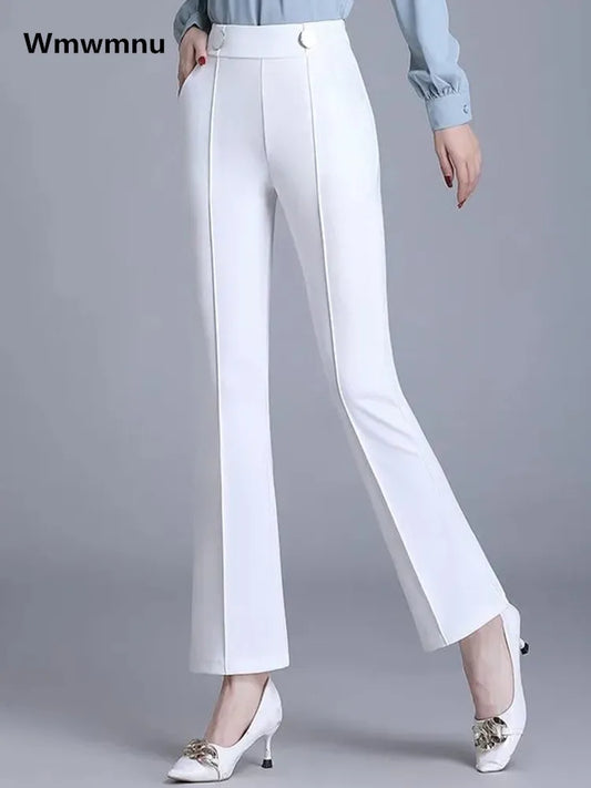 Classic Slim OL Flare Pants Women Casual Formal Pantalone High Waist Office Skinny Sweatpants Oversize S-4xl Suit Trousers