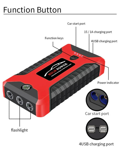 Démarreur de saut de voiture Portable, batterie externe 99800mAh, chargeur de démarrage d'urgence 600A 12V pour batterie Booster de voiture, dispositif de démarrage rapide