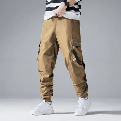 2025 Multi-Pockets Spring Cargo Pants Men Slim Khaki Joggers Streetwear Men Casual Harem Jogging Sports Long Pants Male Trousers