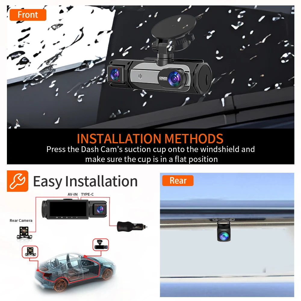 Caméra embarquée pour voitures FHD1080P Enregistreur de conduite Caméra de voiture DVR Vision nocturne Enregistreur vidéo Intégré Wi-Fi Tachographe Pièces automobiles