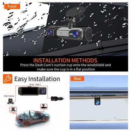 Caméra embarquée pour voitures FHD1080P Enregistreur de conduite Caméra de voiture DVR Vision nocturne Enregistreur vidéo Intégré Wi-Fi Tachographe Pièces automobiles