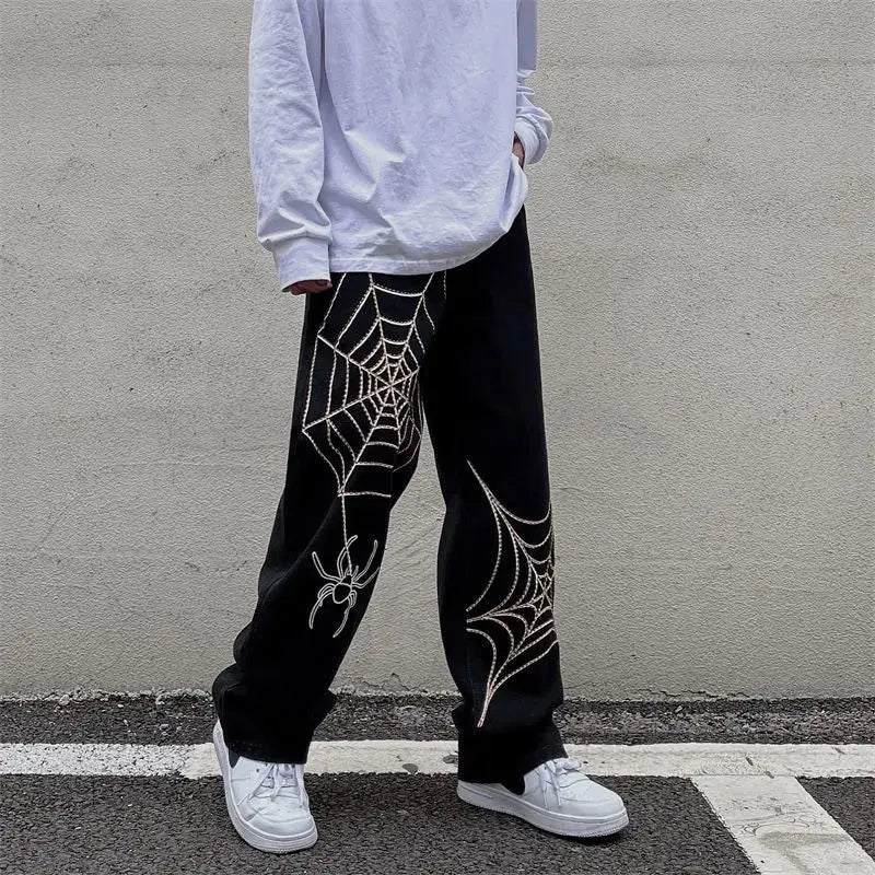 Streetwear Black Y2k Baggy Pants Men Anime Wide leg Sweatpants Male Oversize Techwear Print Straight Trousers 2023 New