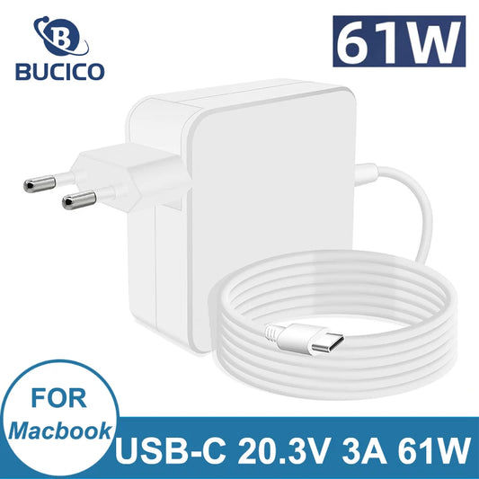 61W 20.3V USB C PD Laptop Adapter Charger for MacBook NEW Air Pro 13 12 Inch A1540 A1646 A1718 Type C Power Supply Fast Charging