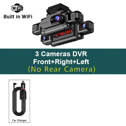 Caméra embarquée 4 canaux Wifi Full HD1080P DVR de voiture 4 caméras Caméra embarquée Enregistreur vidéo Super vision nocturne Boîte noire Cabine 4 objectifs caméra
