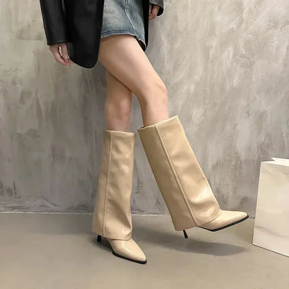 Women's Pointed Toe Knee-high Boots Stiletto Heel Sleeve High Heels Sexy Boots Women 2024 Fashion Spring and Autumn New Style