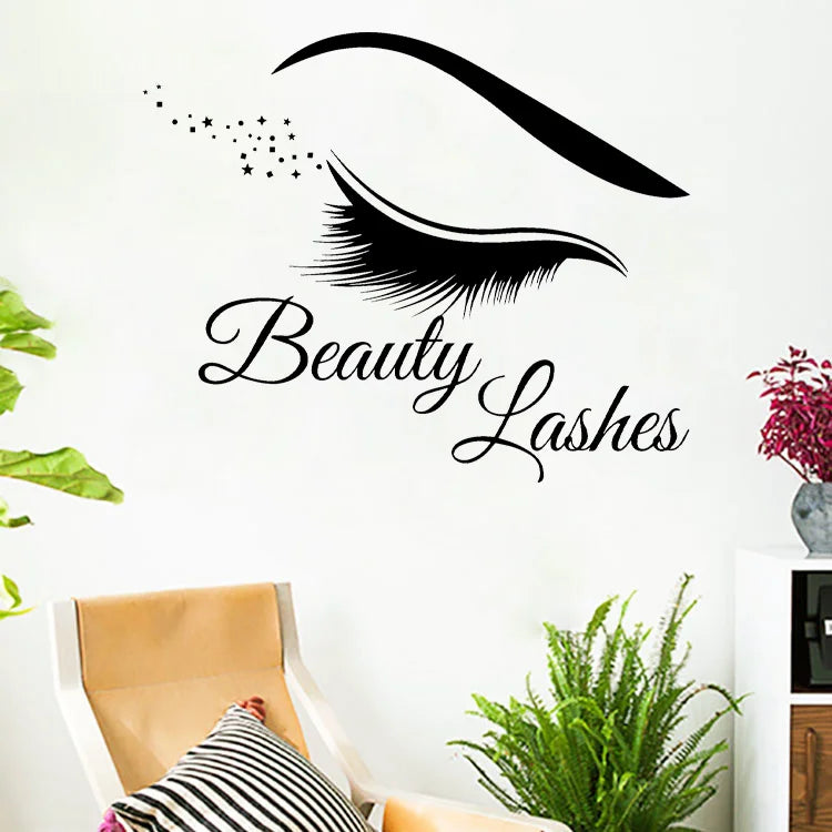 Modern Lashes Eyelashes Wall Sticker Vinyl Interior Home Decor Beauty Salon Decals Makeup Extension Window Wallpaper Mural A910