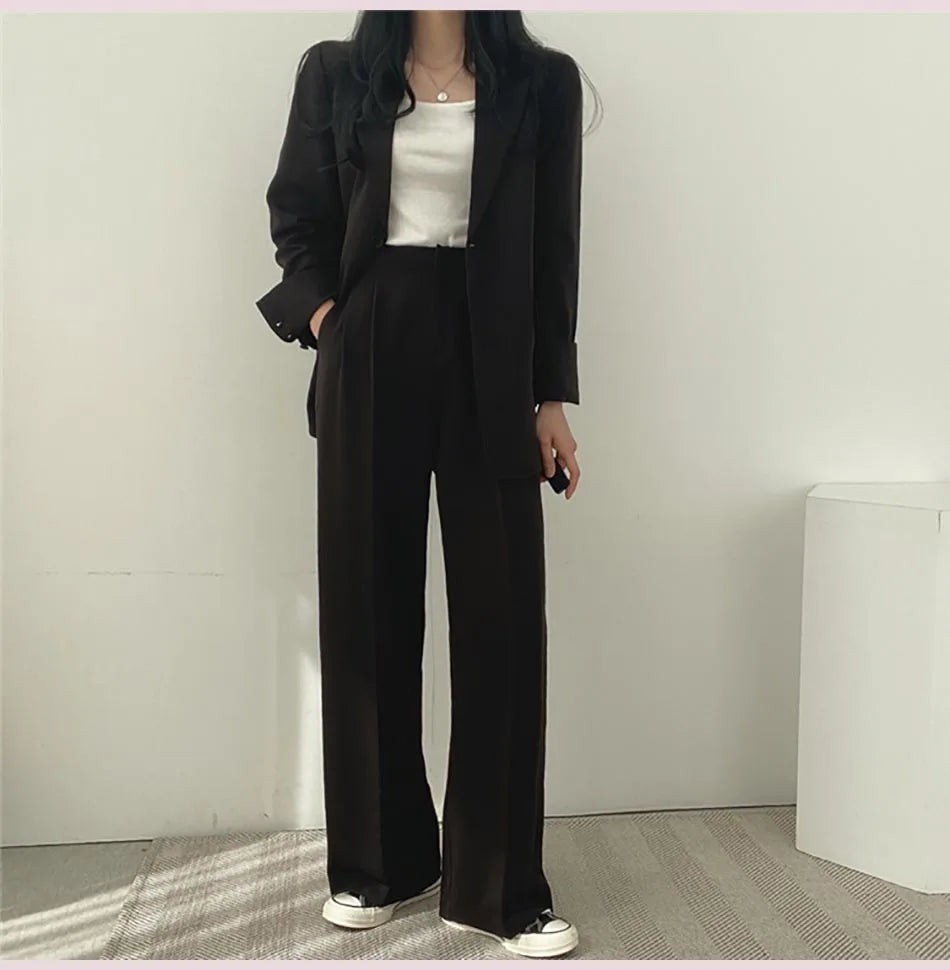 Fashion 2024 Spring and Autumn Small Suit Retro jacket slim 2-piece Set For Women Korean Style Casual Top and Pants Suit