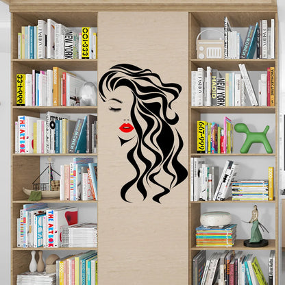 Beauty Female Face Wall Sticker Decal Beauty Studio Wallpaper Cosmetic Makeup Wall Art Sticker Mural Removable Salon Decoration