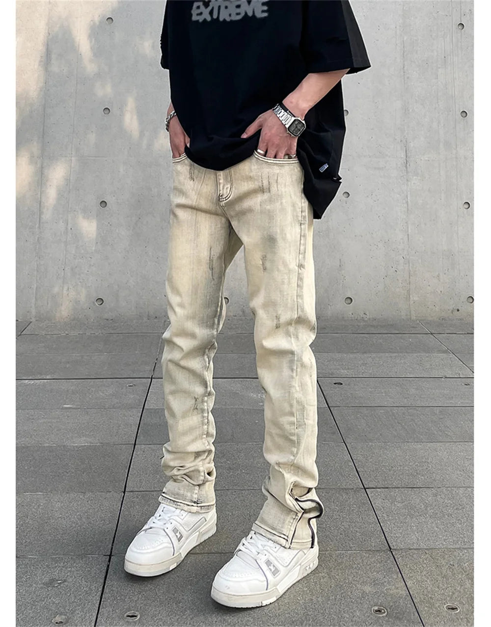 Skinny Jeans Mens Y2k Summer Fit Vaqueros Pantalones Hombre Streetwear Fashion Vintage Slim Trousers Autumn Ripped Denim Pants