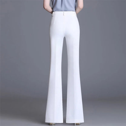 2024 Summer Thin Wide Leg Bell Bottom Pants Womens High Waist Classic Suit Trousers Office Fashion Slim White Flare Pantalones