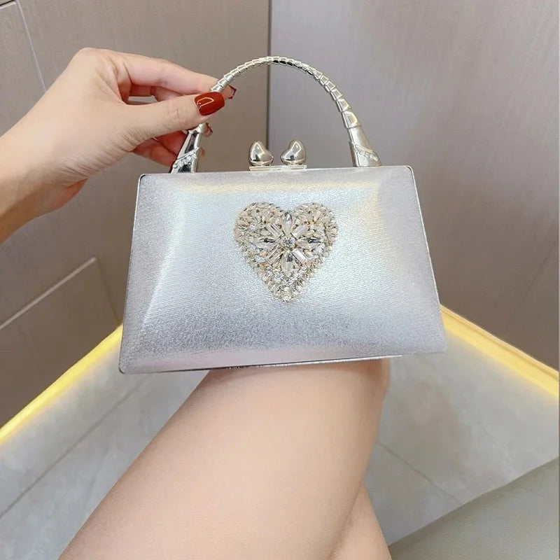 Women's Dinner Wedding Bag Studded Diamond Shoulder Crossbody Sequin Clutch Bag