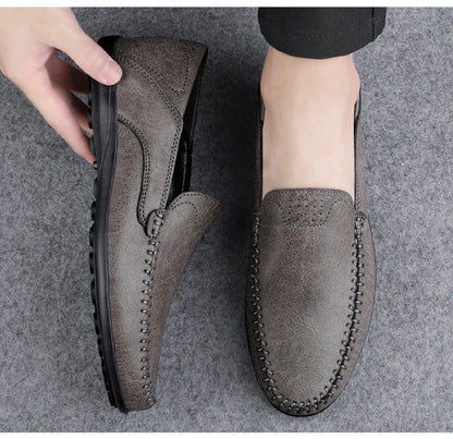 Men's casual leather shoes four seasons plus size soft sole comfort outdoor fashion youth business leather shoes driving shoes