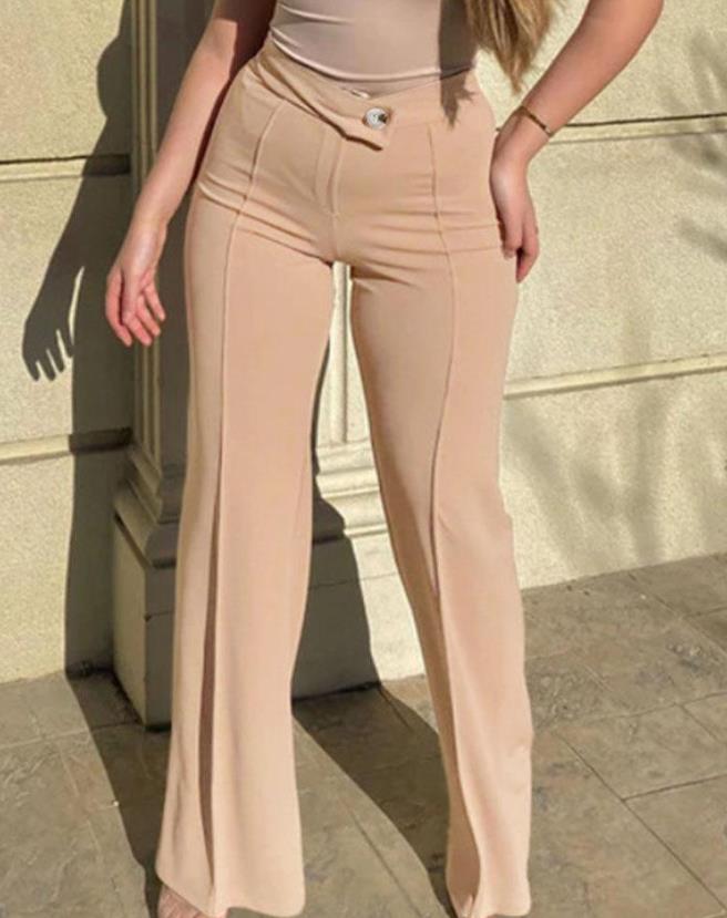 Elegant Women's Pants Summer Fashion Y2k Plain Zip Fly High Waist Office Lady Work Pants Casual Trousers 2023 Streetwear Clothes