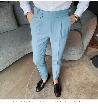 2024 Autumn Spring High Quality Men's Slim Fit Suit Pants Business Casual Trend Korean Fashion Straight Leg Pants 29-36