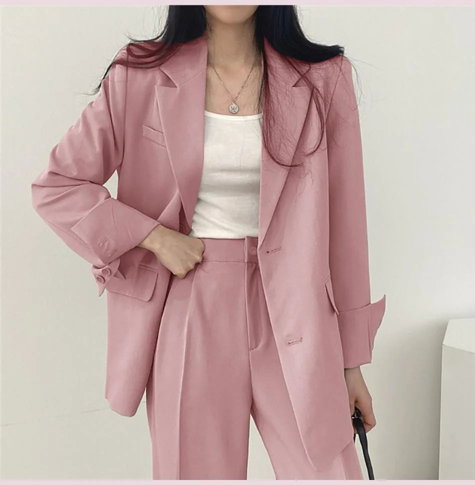 Fashion 2024 Spring and Autumn Small Suit Retro jacket slim 2-piece Set For Women Korean Style Casual Top and Pants Suit