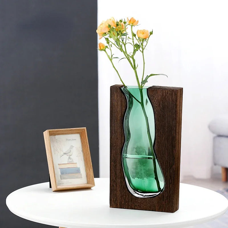 New Chinese Style Glass Vase Wholesale Decoration Home Accessories Living Room Entrance Hydroponic Flower Vase High-end Soft