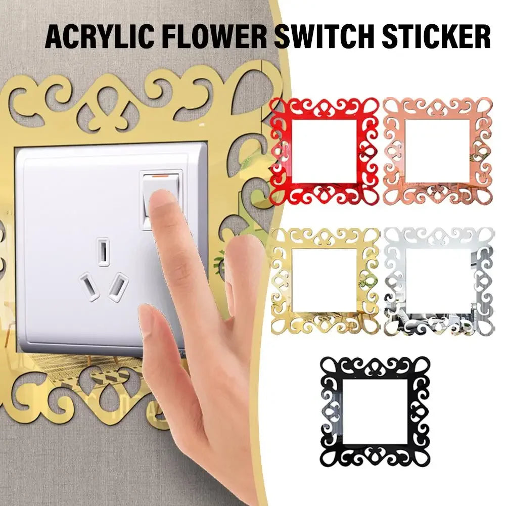 Self-Adhesive Panels Wall Sticker Acrylic Light Switch Cover Mirror Face Stickers On The Wall Home Decoration Photo Frame Shape