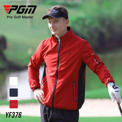 Pgm Men's Windproof Golf Windbreaker Male Waterproof Golf Jacket Long-Sleeved Training Coat Full Zipper Tops Quick Dry Apparel