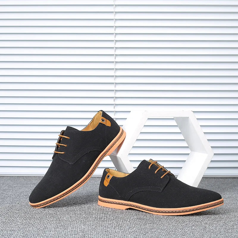 2023 Spring Suede Leather Men Shoes Oxford Casual Shoes Classic Sneakers Comfortable Footwear Dress Shoes Large Size Flats