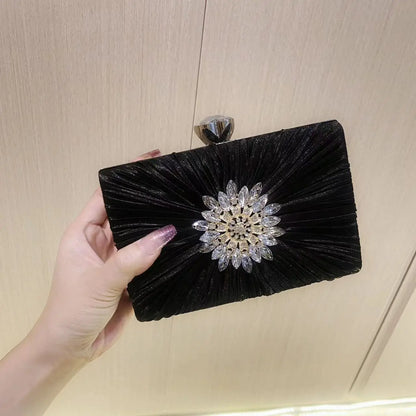 Women's Dinner Wedding Bag Studded Diamond Shoulder Crossbody Sequin Clutch Bag