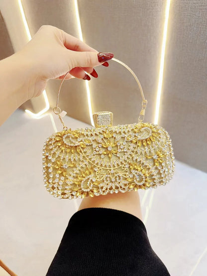 Women's Dinner Wedding Bag Studded Diamond Shoulder Crossbody Sequin Clutch Bag