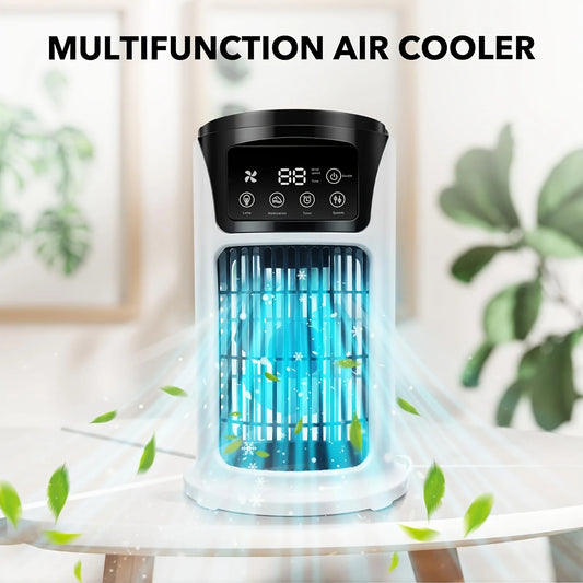 1pc, Portable Air Conditioner Humidifier Atmosphere Light Fan USB Cooler Air Conditioner, 3 In 1 , Office Household Essential Co