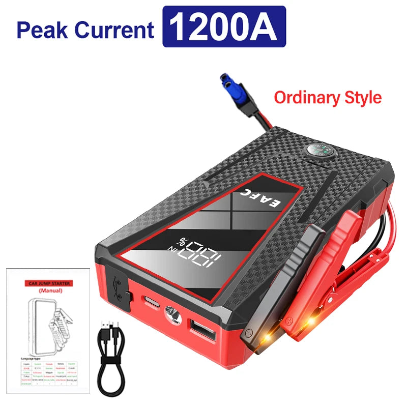 Démarreur de saut de voiture 2000A/1200A/600A, démarreur de batterie de voiture, chargeur de batterie externe Portable 12V, dispositif de démarrage d'urgence automatique Booster