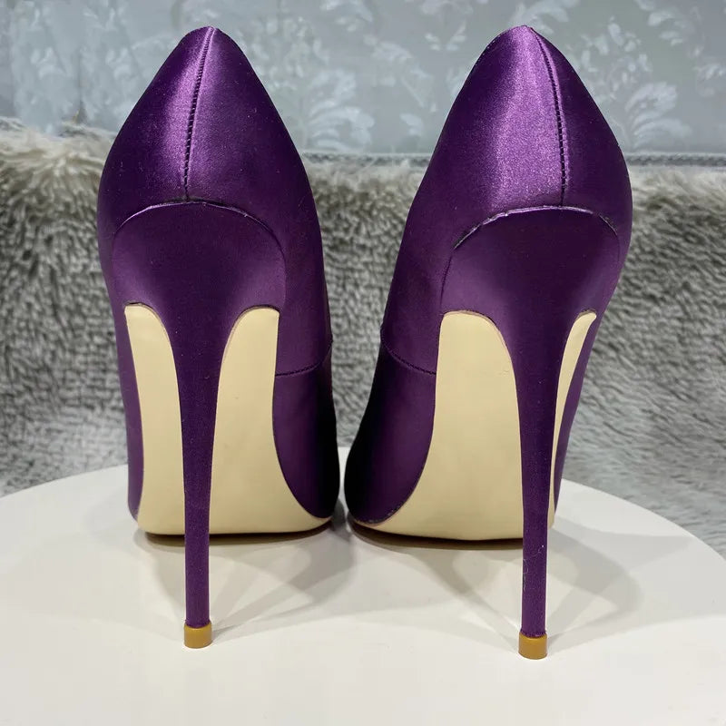 NoEnName_Null-Sexy purple nte stiletto high heel shoes,silk satin tip high heel shoes,12cm,wedding low shoes,size 33- 45,