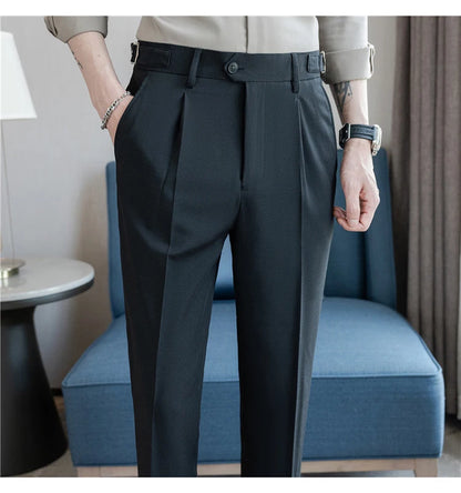 Men Dress Pants Trousers 2024 Autumn New British Style Straight Slim Fit formal Suit Pants Solid Casual Fashion Men Clothin